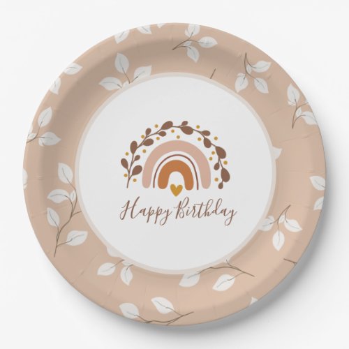 Boho Rainbow Happy Birthday Plates