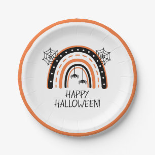Boho Rainbow Happy Halloween Paper Plates