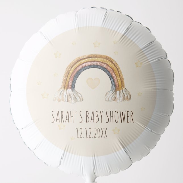 Boho Rainbow Heart Baby Shower Balloon (Front)