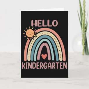 Boho Rainbow Heart For Teachers Women Hello Kinder Card