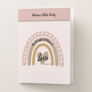 Boho Rainbow Heart Love Bible Verse  Pocket Folder