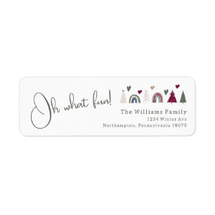 Boho Rainbow Heart Oh What Fun! Return Address Label