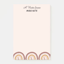 Boho Rainbow Hearts Personalized Teacher Post-it N