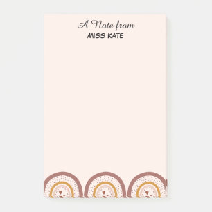 Boho Rainbow Hearts Personalized Teacher Post-it N Notes