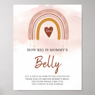 Boho Rainbow How Big Is Mommy's Belly Game Sign