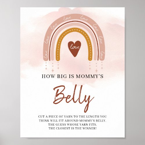 Boho Rainbow How Big Is Mommys Belly Game Sign