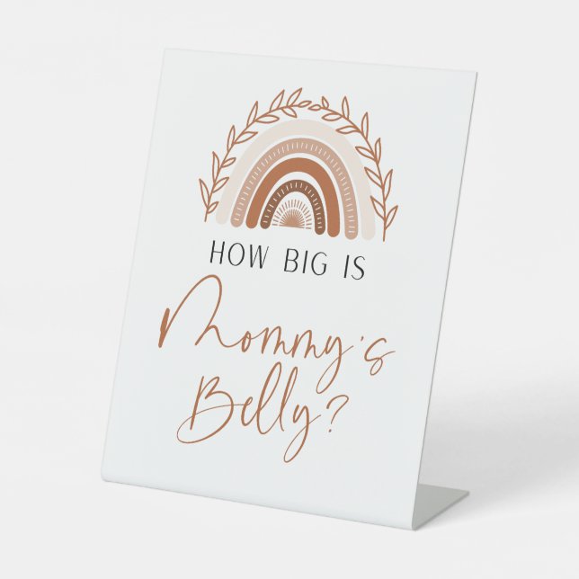 Boho Rainbow How Big is Mommy's Belly Sign (Front)