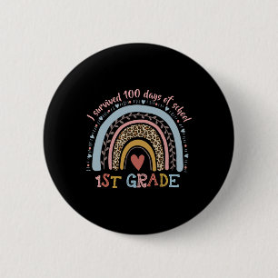 Boho Rainbow I Survived 100 Days Of 1st Grade Scho Button
