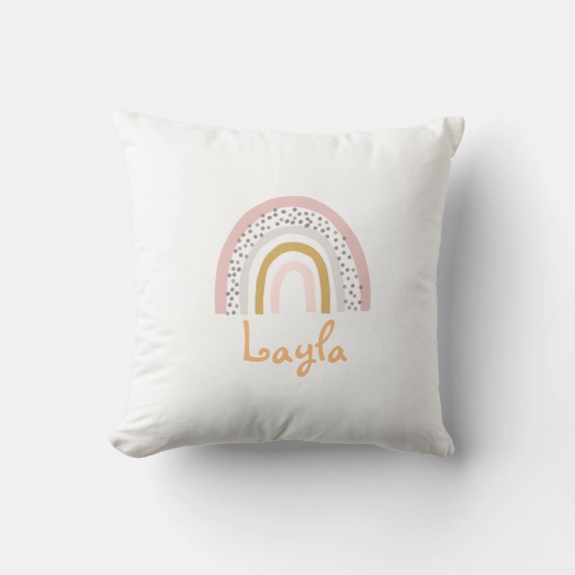 Boho Rainbow in pink pastels Throw Pillow (Front)