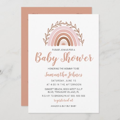Boho Rainbow Invitation Bohemian Baby Shower Thank You Card
