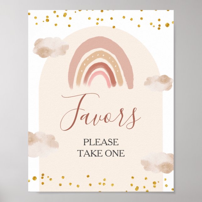 Boho Rainbow Isn't She Onederful Birthday Favors Poster (Front)