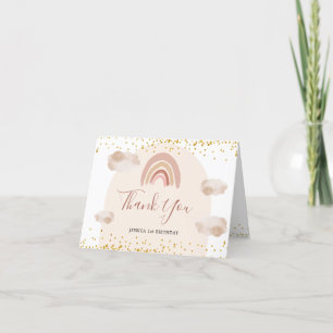 Boho Rainbow Isn't She Onederful Folded Letterpress Thank You Card