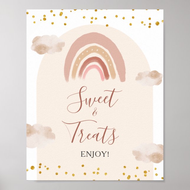 Boho Rainbow Isn't She Onederful Sweet & Treats Poster (Front)