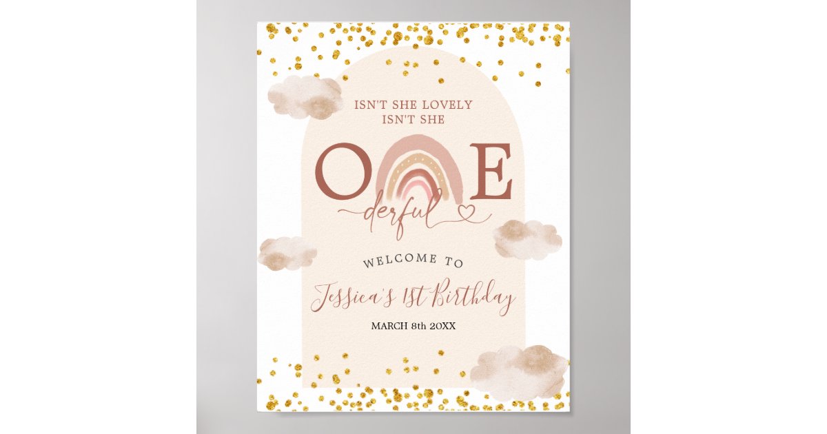 Wonder Boho Sign Boho Rainbow Isn't She Onederful Welcome SIgn | Zazzle