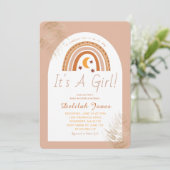 Boho Rainbow It's A Girl Baby Shower Invitation (Standing Front)