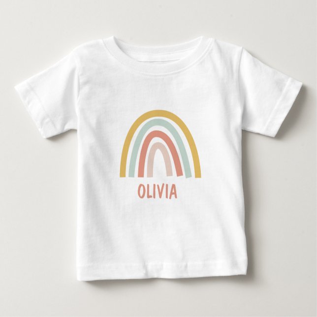 Boho Rainbow Kids Personalized Baby T-Shirt (Front)
