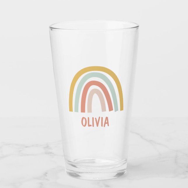 Boho Rainbow Kids Personalized Glass (Front)