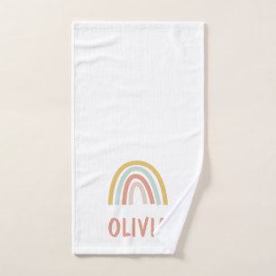 Boho Rainbow Kids Personalized Hand Towel