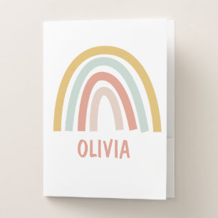 Boho Rainbow Kids Personalized Pocket Folder