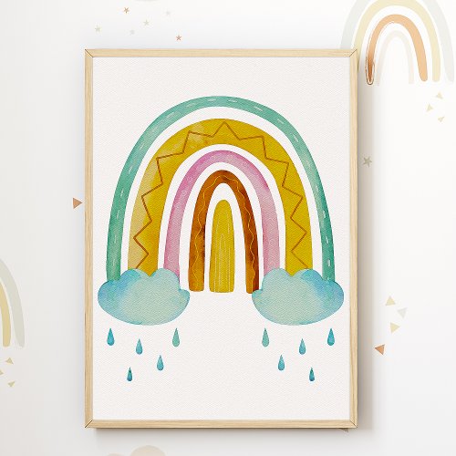 Boho Rainbow Kids Room Poster Nursery Print
