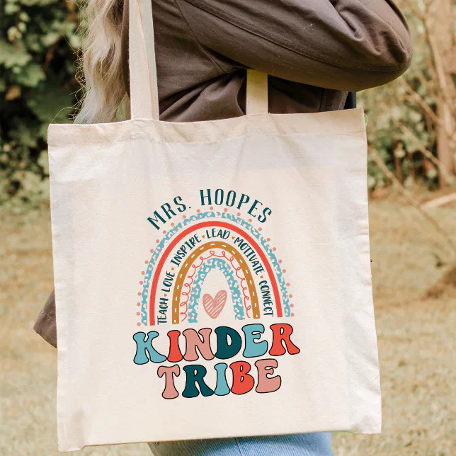 Boho Rainbow Kindergarten Tribe Teacher Squad Tote Bag | Zazzle