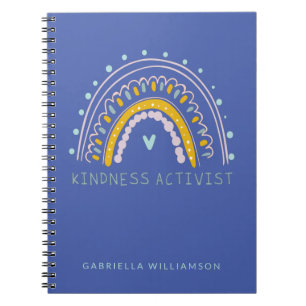 Boho Rainbow Kindness Activist Personalized Name Notebook