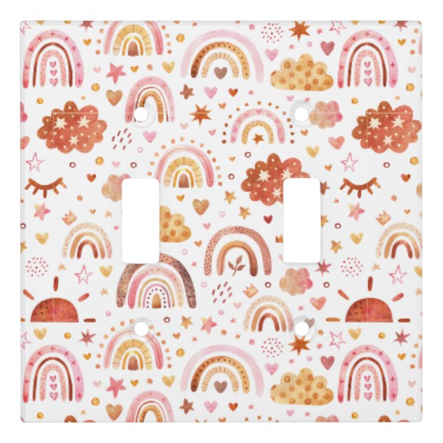 boho rainbow light switch cover (Front)