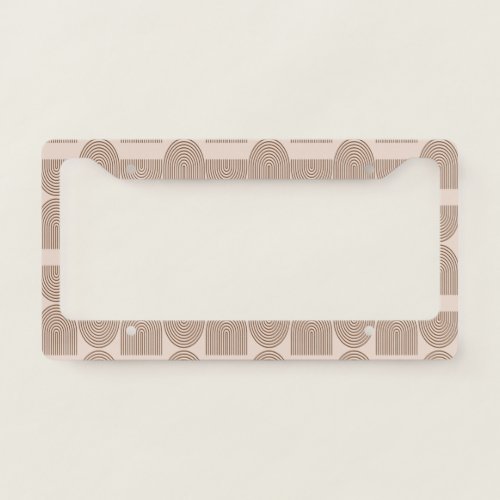 Boho Rainbow Line Arch in Brown and Terracotta   License Plate Frame