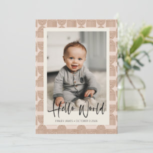 Boho Rainbow Lines Terracotta Newborn Photo Birth Announcement