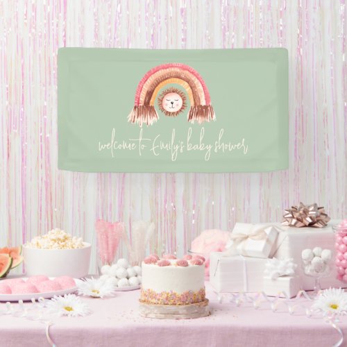 Boho Rainbow Lion Sage Welcome to Baby Shower  Banner