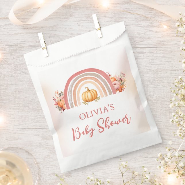 Boho Rainbow Little Pumpkin Fall Baby Shower Favor Bag (Clipped)