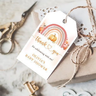 Boho Rainbow Little Pumpkin Fall Baby Shower Gift Tags