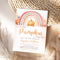 Boho Rainbow Little Pumpkin Fall Baby Shower Invitation