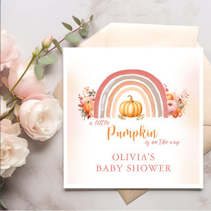 Boho Rainbow Little Pumpkin Fall Baby Shower Napkins