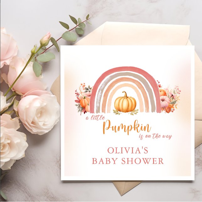 Boho Rainbow Little Pumpkin Fall Baby Shower Napkins (Creator Uploaded)