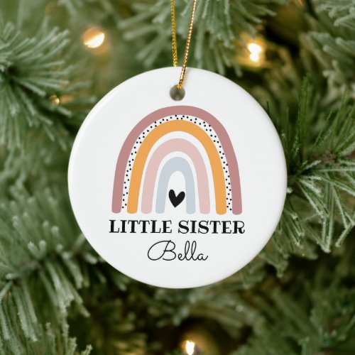 Boho Rainbow Little Sister Ceramic Ornament