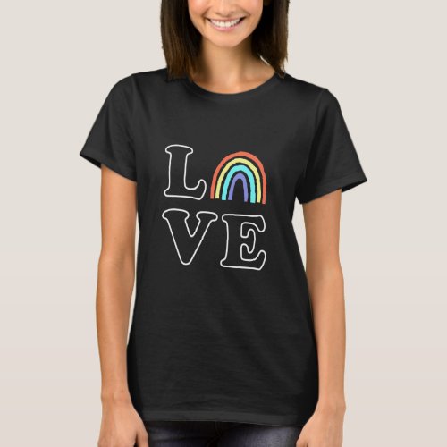Boho Rainbow Love Letters Pride Lbgtqia  T_Shirt