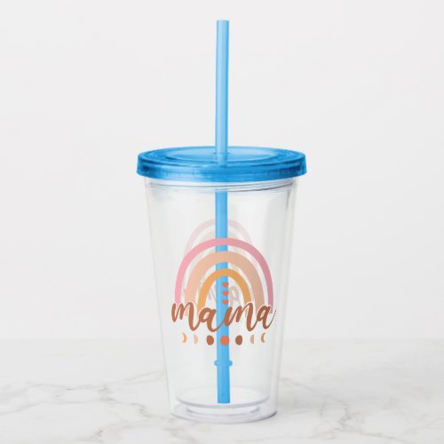 Boho Rainbow Mama Acrylic Tumbler