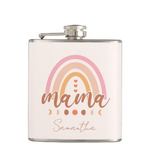 Boho Rainbow Mama with Moon Phases Flask