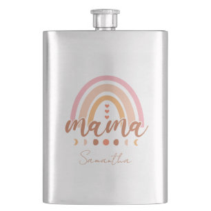 Boho Rainbow Mama with Moon Phases Flask