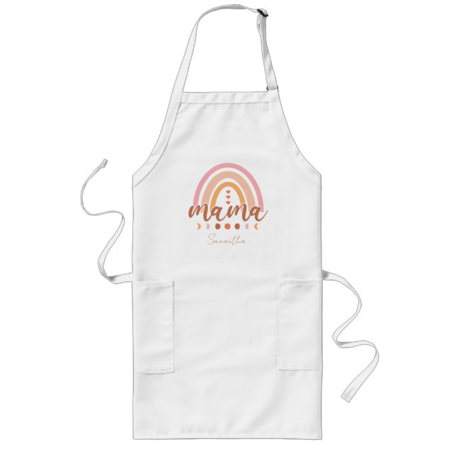 Boho Rainbow Mama with Moon Phases Long Apron (Front)