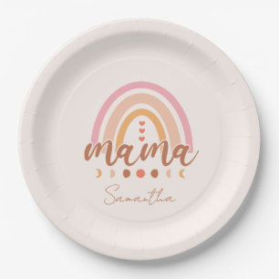 Boho Rainbow Mama with Moon Phases Paper Plates