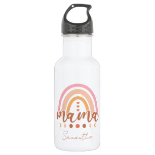 Boho Rainbow Mama with Moon Phases Stainless Steel Water Bottle
