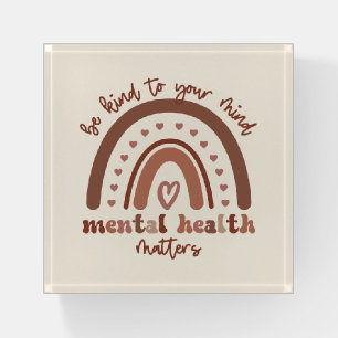 Boho Rainbow Mental Health Be Kind To Your Mind Paperweight
