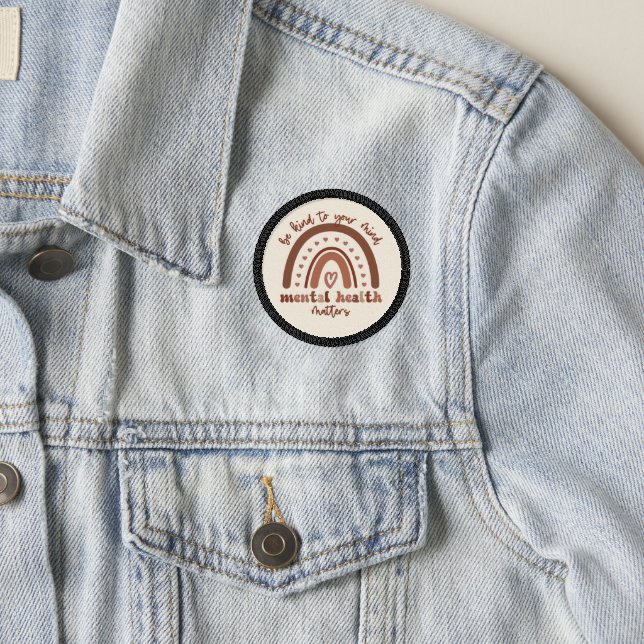 Boho Rainbow Mental Health Be Kind To Your Mind Patch (On Jacket)