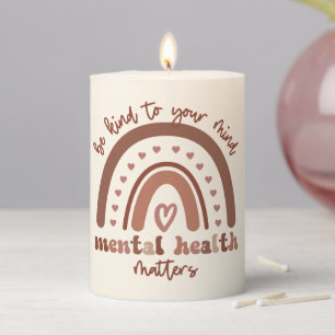 Boho Rainbow Mental Health Be Kind To Your Mind Pillar Candle