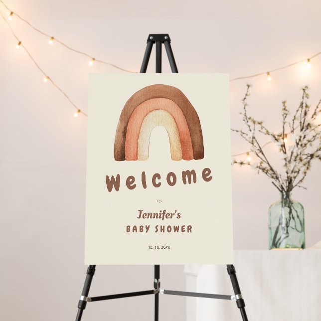 Boho rainbow minimalism baby shower "Welcome"  Foam Board (In Situ (Stand))