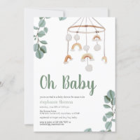 Boho Rainbow Mobile Baby Shower Greenery Invitatio Invitation