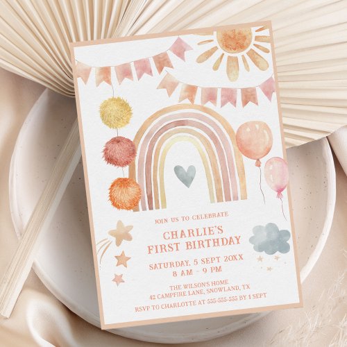 Boho Rainbow Modern Kids Birthday