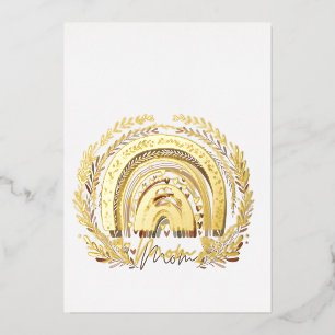 Boho Rainbow Mom – Earthy Tones Mother's Day Desig Foil Invitation